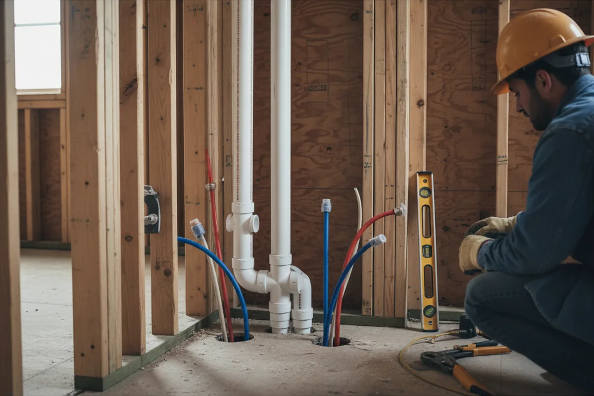 Drain and supply rough-in during Drain Cleaning in Burleson